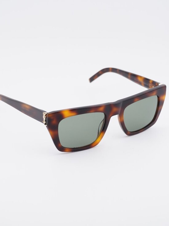 Saint Laurent SLM131 003 Sunglasses Havana Rectangle Frame, Green Lenses main image 6